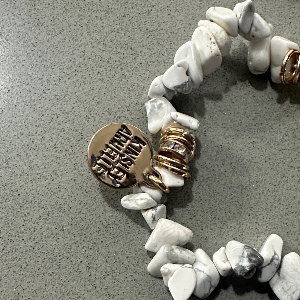 Kinsley Armelle White Stone Bracelet Trio with Gold Accents - Picture 2 of 2